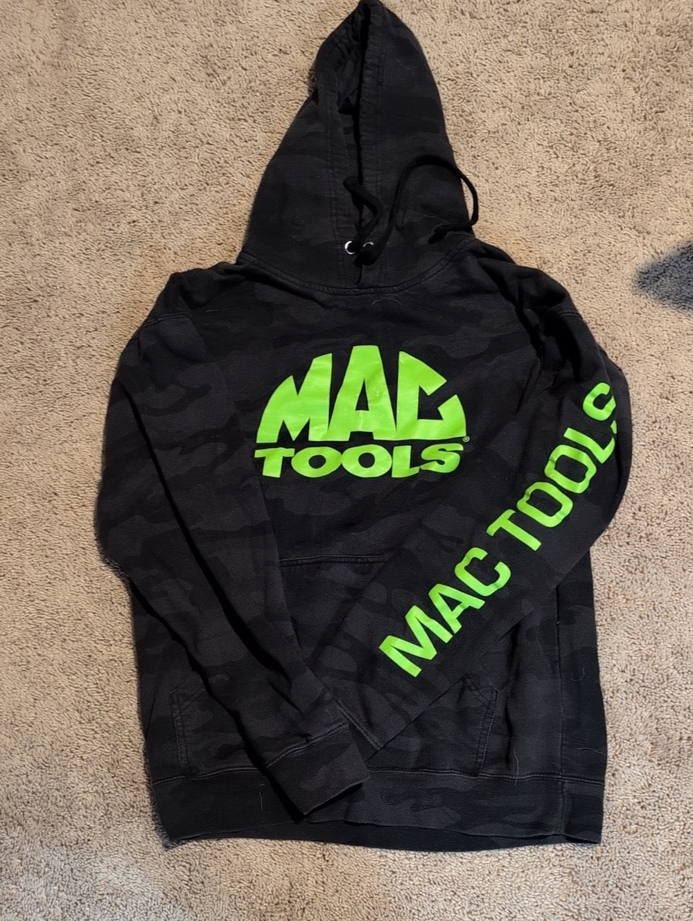 MAC Tools Black Camo Hoodie with Neon Green Logo